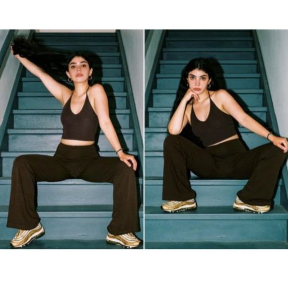 Ponte Flared Leggings High Waisted Rise Made in the USA Retro Bell Bottom Pants - Picture 1 of 11